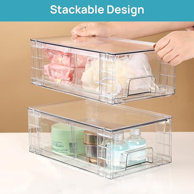 Vtopmart 8 Pack Stackable Clear Drawer with Dividers - Image 7