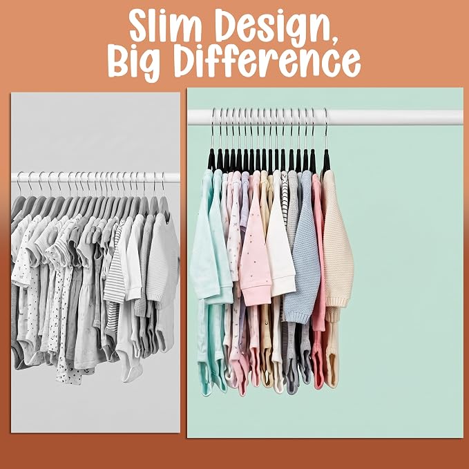 Utopia Home Kids Velvet Hanger 20 Pack – 11" Premium Baby Hangers - Black - Image 7