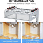 Under Sink Organizer, 2 Tier Pull Out Under Cabinet Organizer Shelf with Pad for Framed Cabinets, Metal Slide Out Under Sink Storage, Mesh Sliding Drawers for Kitchen Bathroom Laundry(Grey, 1 Pack) - Image 3