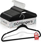 DEILSY™ Non-Velvet Black Plastic Hangers Slim Hangers 50 Pack for Closet | Space saving hangers, modern black hangers, thin hangers for shirts, jackets, coats and everyday clothing - Image 8