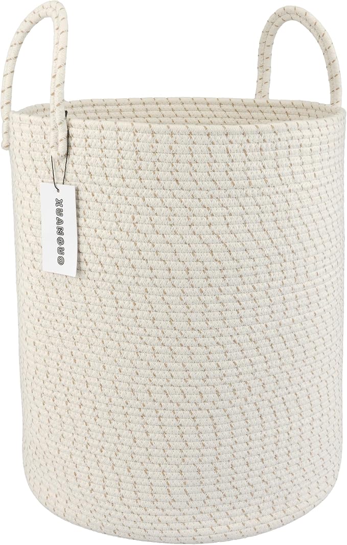 XUANGUO Cotton Rope Laundry Basket Hamper for Clothes, striped by XUANGUO