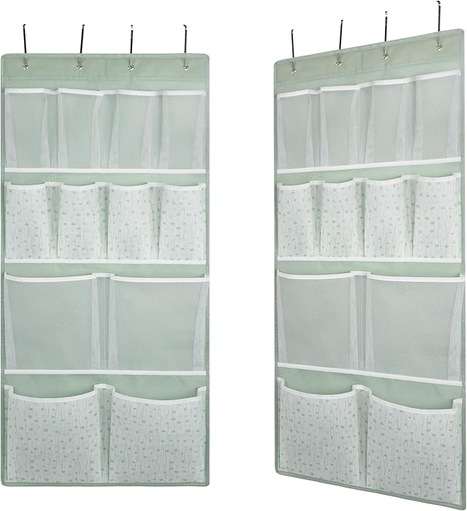 2 Pack- 12 Pocket Over Door Hanging Storage Organizer with 4 Kinds Pouch,Back of Closet Hanging Shelf Storage Organization for Sock,Hat,Underwear,Behind Door Caddy in Bedroom,Bathroom,Entrance,Dorm,RV by KANCNT