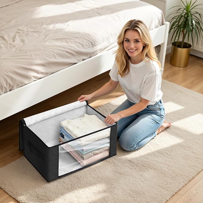 Fab totes 35L Closet Organizers, Foldable Under Bed Storage Containers | Storage Bags with Zippers,Window and Handles for Organizing Bedroom, Closet, Clothing,Organization with Handle - Image 5