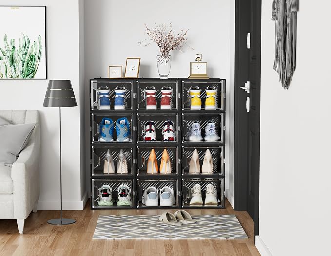 SIMPDIY XL Clear Shoe Storage Boxes, Stackable Shoe Organizer for Closet - Image 7