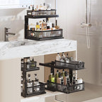 2 Pack Under Sink Organizer With Next-Gen Ball-Bearing Slides,2-Tier Precision Mesh Pull Out Cabinet Shelf Storage for Bathroom&Kitchen,Slide Out Drawers Height Adjustable,Rust-resistant - Image 7
