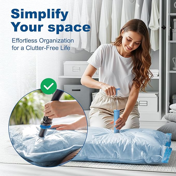 HOUSE DAY 10 Jumbo Vacuum Storage Bags with Pump,Space Saving Vacuum Seal Bags For Clothing Travel, Vacuum Storage Bags For Clothes, Comforters, Blankets, Pillows, Bedding, Moving, Travel, Hand Pump - Image 6