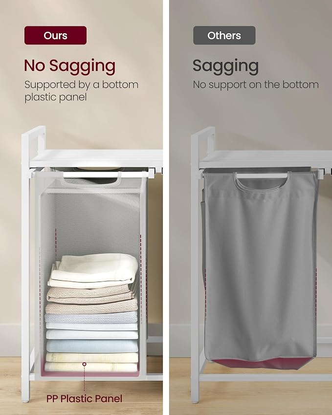 VASAGLE Laundry Hamper with Shelf, 2 Pull-Out Bags, 2 x 12.1 Gallons (46 L) - Image 5