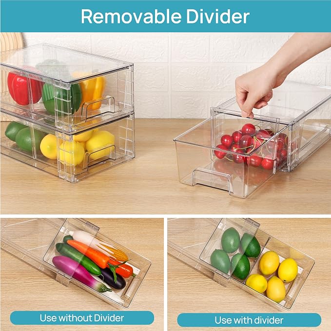 Vtopmart 6 Pack Stackable Storage Drawers,Clear Acrylic Drawer Organizers with Handles, Easily Assemble Containers for Fridge, Bathroom,Kitchen Undersink,Cabinet,Pantry Organization and Storage - Image 7