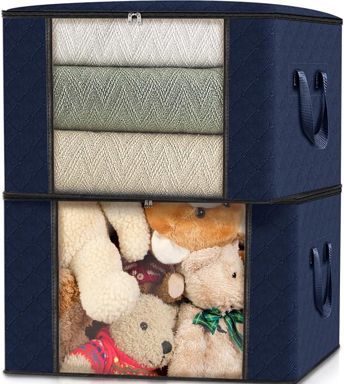 Fab totes 10 Pack Storage Bags for Clothes Blanket Storage Bins with Lids | Foldable Closet Organizers with Zippers,Window and Handles,Fabric Storage Bins for Sweater,Comforter,Bedding,Dorm essentials - Image 5
