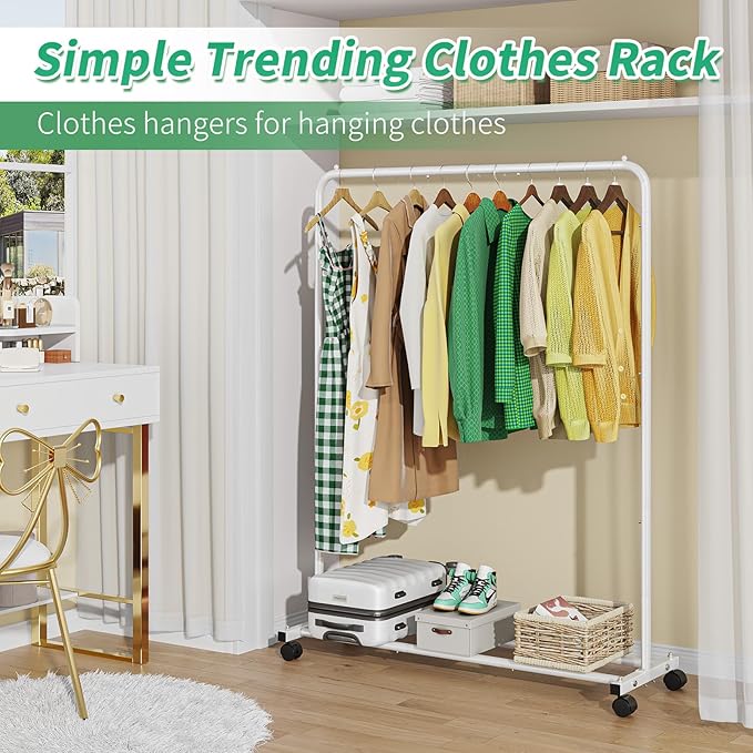 Simple Trending Clothes Clothing Garment Rack, Clothes Organizer, White - Image 4