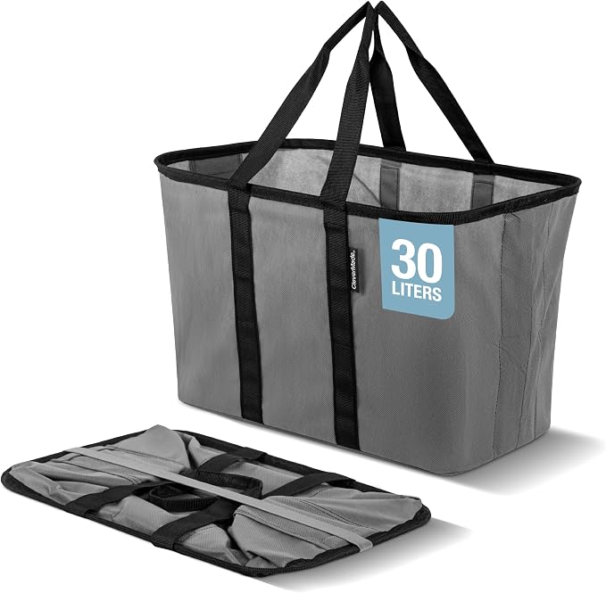 CleverMade EcoBasket Collapsible Grocery Tote, 30L Structured Tote Bag by CleverMade