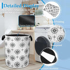 Black Compass Laundry Basket Collapsible Laundry Hamper Clothes Storage Bin for Bathroom Bedroom Room Decor 16" X 20.8" - Image 3
