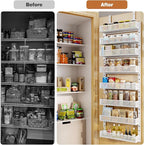 Pantry Door Organizers and Storage, 8-Tier Large Metal Heavy-Duty Frame Over the Door Spice Rack, 2 in 1 Wall-Mounted or Hanging shelf for Kitchen, Bathroom, Laundry Room, Bedroom, Closet &Nursery - Image 7