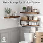 QEEIG Bathroom Floating Shelves Over Toilet - Wall Mounted Shelf Toilet Paper Storage Farmhouse 24 inch Long Set of 3, Rustic Brown (027-60BN3) - Image 3