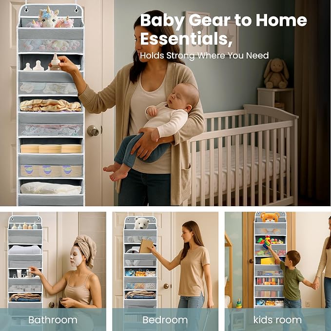 Over the Door Organizer with 10 Side Mesh Pockets,6 Shelf - Image 6
