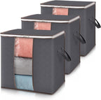 Lifewit 3 Pack 100L Clothes Storage Bins with Lids, Foldable Blanket Storage Bags with Zippers, Clear Window and Reinforced Handles, Closet and Organization for Clothing, Sweater, Comforter, Bedding by Lifewit