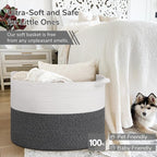 INDRESSME 115L Extra Large Woven Rope Blanket Basket Living Room - Image 5