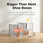 Pinkpum 18 Pack X-Large Shoe Storage Boxes Grey Shoe Organizer | Clear Plastic Stackable, Fit US Size 11, 6.2” Height, Shoe Dispaly Case Holder Bins Sneaker Storage for Sneakerheads - Image 3