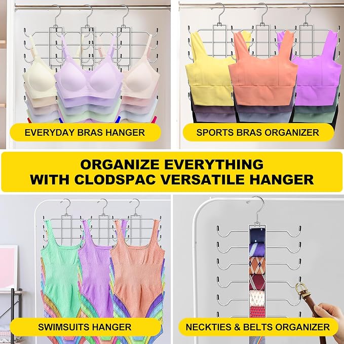 1 Pack Closet-Organizers-and-Storage,6 Tier Tank-Top-Hangers-Space-Saving,Closet-Organizer,Non-Slip Hanging Sport Bras Holder,Dorm-Room-Essentials-for-College-Students-Girls Camisoles Swimsuits Dress - Image 7