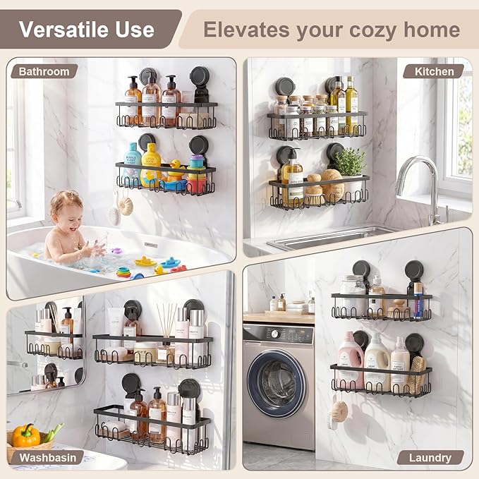 JOTPE Shower Caddy Suction Cup, No Drill Shower Shelves for Bath, 2 Pack - Image 2
