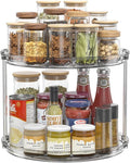 LAMU 2 Tier Lazy Susan Organizer 12 inch Large Lazy Susan Turntable Rotating Spice Rack Organization for Cabinet, Kitchen, Pantry, Countertop, Bathroom, Vanity, Medicine Cabinet Organizer, Grey by YourHome-OrganizationHelper