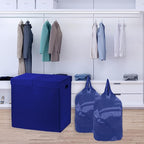 Simple Houseware Double Laundry Hamper with Lid & Removable Bags, Dark Blue - Image 3