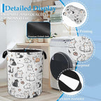 Cartoon Cat Laundry Basket Collapsible Laundry Hamper Oxford Storage Bin for Clothes Storage, Organizer, Books and Sundries 16" X 20.8" - Image 3