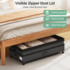 Kitstorack 2Pack Height-adjustable Under Bed Storage with Wheels, Under Bed Storage Containers,Under Bed Shoe Storage Organizer with Clear Window&Label, Suitable for Clothes Storage, Black - Image 5