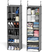 SpaceAid 2 Pack Hanging Closet Organizer and Storage with Dividers, 24 Compartments Hanging Shoe Shelves for Closet, Wardrobe, RV, Garment Rack - Grey by SpaceAid