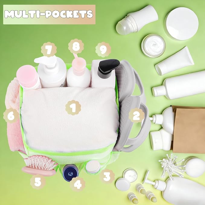 Mesh Shower Caddy Portable - 9 Pockets for College Dorm Room Essential - Image 6