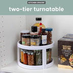 Kitchen Spaces Two-Tier Lazy Susan Organizer, Cabinet Turntable Shelf Storage for Kitchen and Pantry Items, Great for Spices or Condiments, Non-Skid, Sturdy with Full Spin, White - Image 2