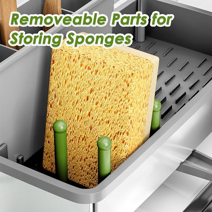 Ewaiira Stainless Steel Sink Caddy, Sponge Holder for Kitchen Sink 9.8″ - Image 8