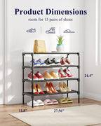 Kitsure Shoe Rack - Non-Woven Shoe Rack Shelf, Shoe Organizer for Closet, Entryway, Garage & Corridor, Stackable Shoe Shelves, X-Large, Black | Shoe Organizer for Closet, Entryway, Garage, Stackable Shoe Shelves, college dorm&apartment essentials - Image 3