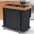 Laundry Hamper 3 Section with Lid,230L Rolling Dirty Clothes Hamper Black by Unlockyourhomestoragelife