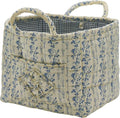 Quilted Fabric Storage Basket with Handles & Pocket, Foldable Laundry Hamper Boho Floral Print Organizer Bin for Home, Picnic, Office 12"x10"x10" (B-5) by Unknown