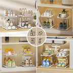 Delamu 2 Tier Under Sink Organizer Bathroom, Bathroom Cabinet Organizer with Snap-Lock Design and Hooks, Pull Out Storage with Movable Dividers, for Countertop, Kitchen and Pantry (White, 4 Pack) - Image 7