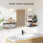 Amada Bathroom Shelves with Storage Basket, Set of 3, Black - Image 4