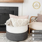 INDRESSME XXXLarge Woven Rope Blanket Basket Living Room, 90L - Image 7