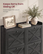 VASAGLE Narrow Shoe Storage Cabinet Organizer with 4 Flip Drawers | Freestanding Shoe Rack, Fits 16 to 24 Pairs, for Entryway, Farmhouse Style, Smoky Black, HANIS Collection UHSC403BJ01S - Image 6