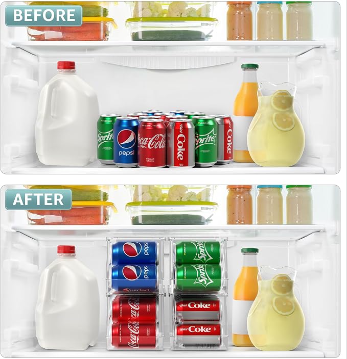 Sorbus Soda Can Organizer for Fridge & Freezer, Stackable with Lid (4 Pack) - Image 5