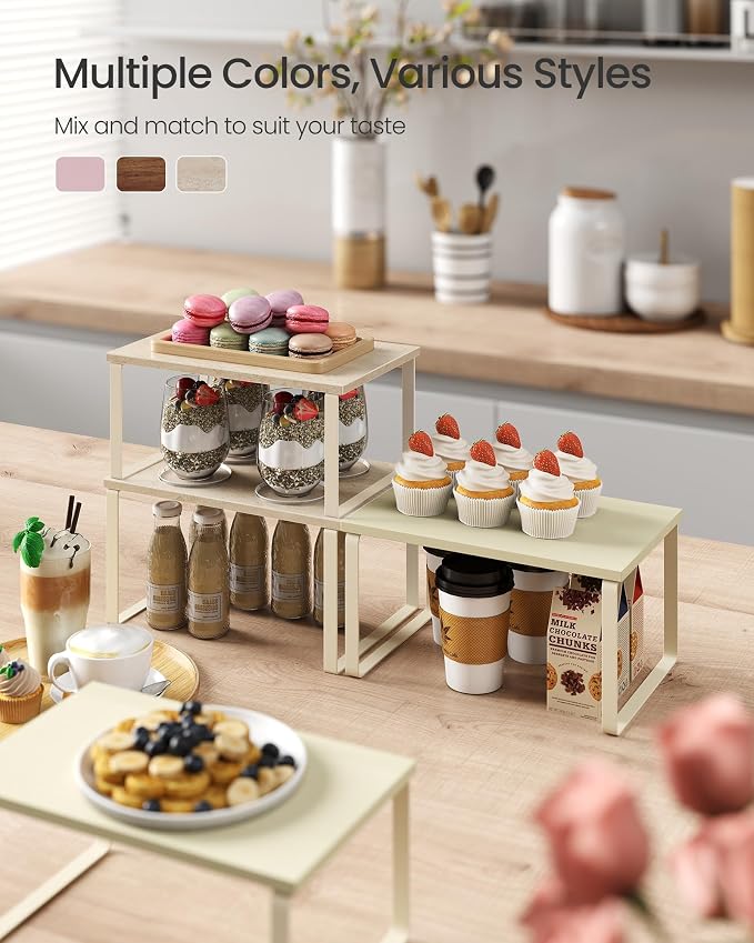 SONGMICS Cabinet Organizer Shelf, Set of 2 Spice Rack, Kitchen Storage - Image 3