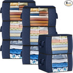 Fab totes 90L Clothes Storage, Foldable Thick Fabric Blanket Storage Bags | Foldable Containers with Zippers,Window and Handles for Organizing Bedroom, Closet, Comforter, Bedding,Dorm essentials by Fabtotes