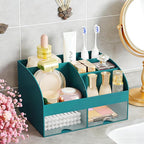 Makeup Organizer with 2 Drawers, Cosmetic Storage for Dresser Vanity and Bathroom Countertop,Make up organization and Skincare Storage with Beauty Brush Holder, Cosmetic Display Case (Dark Green) - Image 5