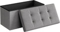 SONGMICS 30 Inches Folding Storage Ottoman Bench, Load 660 lb | Ottoman Foot Rest, Storage Chest, for Living Room, Entryway, Dove Gray and Ink Black, MINOTA Collection ULSF47G by Unknown