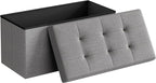 SONGMICS 30 Inches Folding Storage Ottoman Bench, Load 660 lb | Ottoman Foot Rest, Storage Chest, for Living Room, Entryway, Dove Gray and Ink Black, MINOTA Collection ULSF47G by Unknown