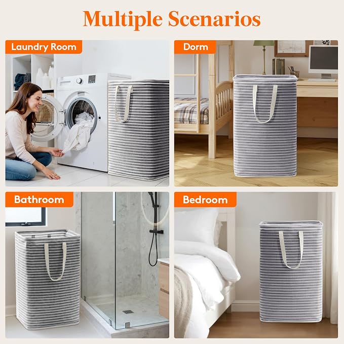 Lifewit 75L Large Collapsible Laundry Basket with Extended Handles, Black - Image 8