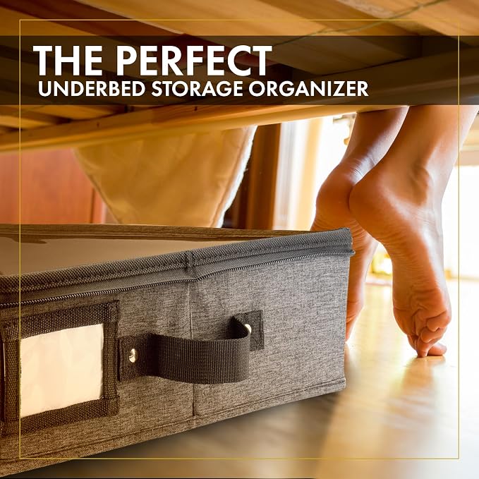 HOMELUX THEORY Under Bed Storage, Medium 2pc with Lid, Dark Gray | Drawer-style pull-out design, Fits blankets, clothes, fabric & shoes, Bins with lids, Bedroom & closet storage - Image 6