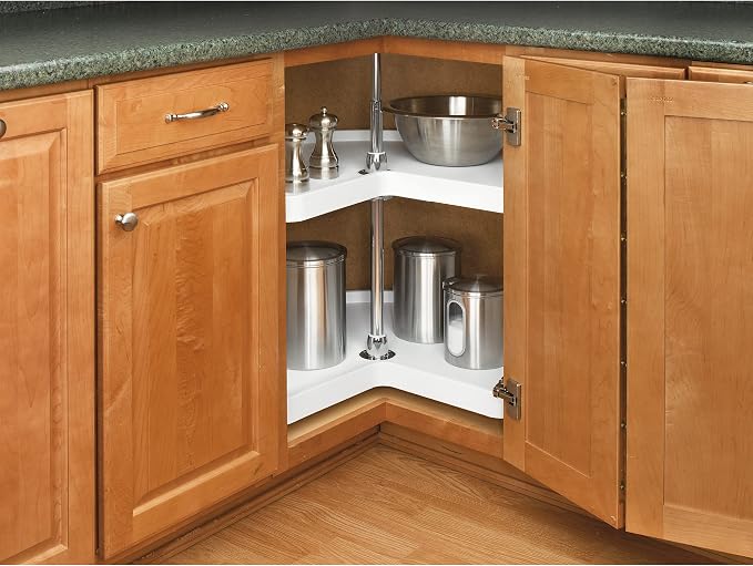 Rev-A-Shelf 28" Kidney Shaped Dual Tier Lazy Susan for Corner Base Cabinets - Image 2
