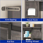 kepptory Over the Toilet Cabinet with Sliding Barn Door，Dark Grey - Image 6