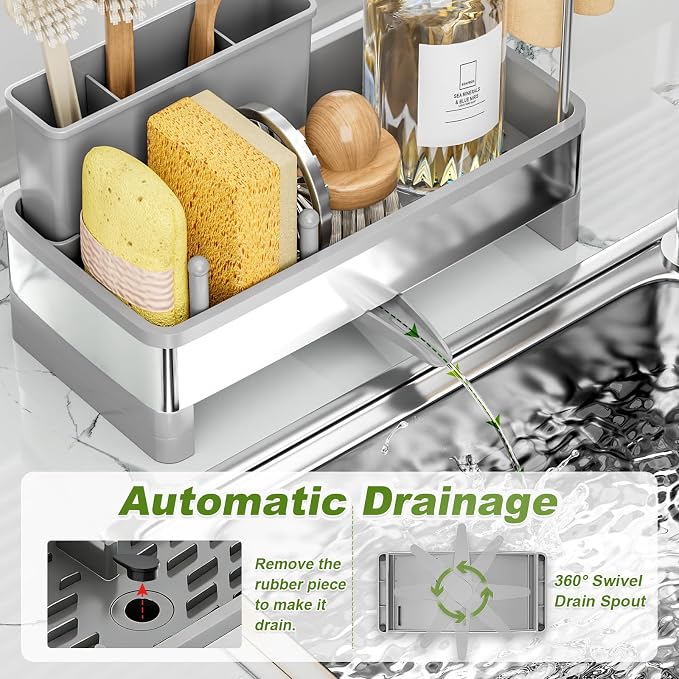 Ewaiira Stainless Steel Sink Caddy, Sponge Holder for Kitchen Sink 9.8″ - Image 5